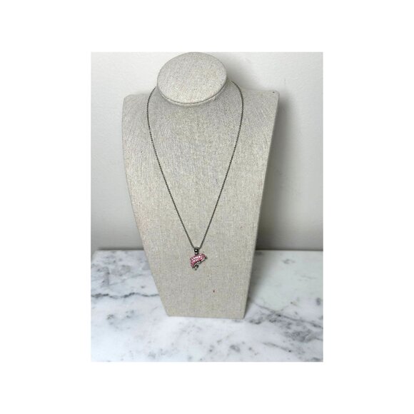 Pink Crystal Dolphin Pendant Necklace On Ball Chain - Picture 7 of 7